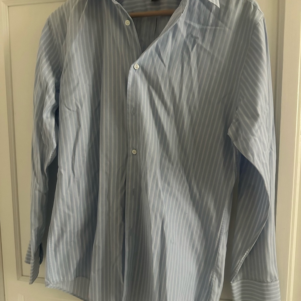 Elegant Light Blue Striped Dress Shirt